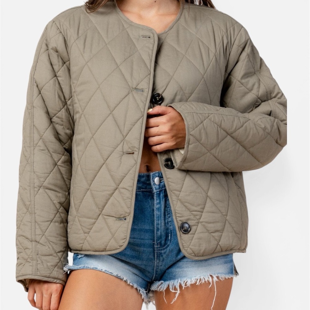 Women's Quilted Tan Puffer Jacket